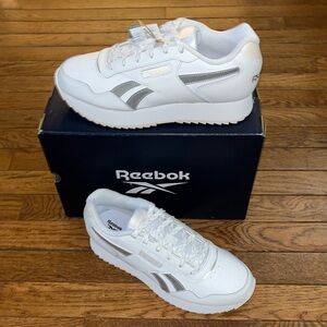 Reebok Glide Ripple Double Running Sneaker White & Silver Women’s 10 LUXCOMFORT